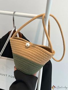 BirdinBag - 2023 Summer Womens Color Block Bucket Bag: Stylish Shoulder Woven Bag Box Bag Pattern, 2023 Summer Fashion, Word Wrap, Box Bag, Woven Bag, Green Bag, Bag Pattern, Bags Shoulder, Bucket Bag