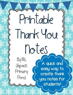 the printable thank you notes for students to use on their school's bulletin boards