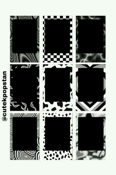 black and white squares with different patterns on them