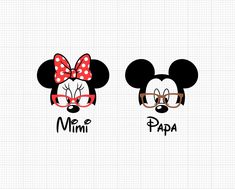 mickey and minnie mouse face with glasses