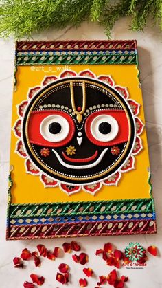 an artisticly decorated greeting card with eyes