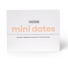 an orange and white box with the words mini dates printed on it's side