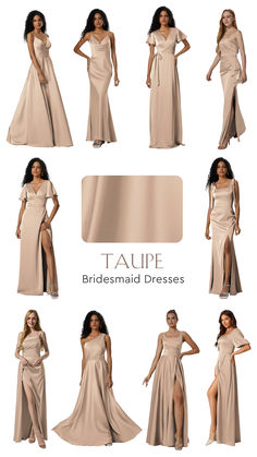 Neutral bridesmaid dresses starting at $79, with free customization! Elegant and perfect for any wedding. Shop now and let your bridesmaids shine! 💗 Sand Bridesmaid Dress, Beige Bridesmaid Dresses, Taupe Wedding Colors, Tan Bridesmaid Dresses, Taupe Bridesmaid, Taupe Wedding, Taupe Bridesmaid Dresses, Neutral Bridesmaid Dresses, Dream Beach Wedding