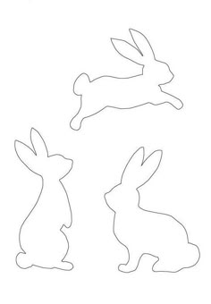 three silhouettes of rabbits sitting next to each other