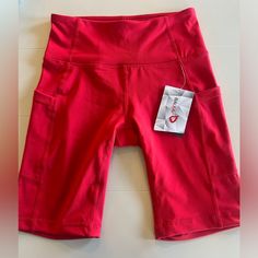 These Shorts Are In Perfect Condition And Have Never Been Worn! Sporty Red Biker Shorts With Built-in Shorts, Red Fitted Activewear With Built-in Shorts, Red Athletic Shorts With Built-in Shorts, Stretch Red Shorts For Yoga, Stretch Red Yoga Shorts, Red Stretch Biker Shorts For Sports, Red Biker Shorts With Built-in Shorts, Red Athletic Shorts For Yoga, Red Athleisure Bottoms With Pockets