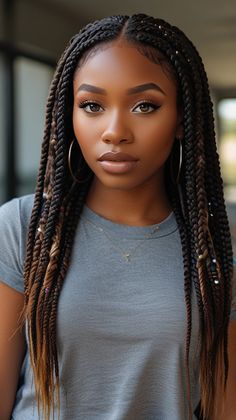 Unveil the beauty of jumbo knotless box braids hairstyles. Browse our stunning styles and get inspired to transform your hair with elegance and flair. #JumboKnotlessBraids #BoxBraidsHairstyles #StunningBraids #BraidedHairInspiration #HairTrends2023 Knotless Box Braids Hairstyles, Jumbo Knotless Box Braids, Jumbo Knotless, Box Braids Hairstyles, Braids Hairstyles, Elevate Your Look, Box Braids