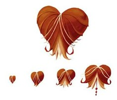 an image of different hair styles in the shape of hearts