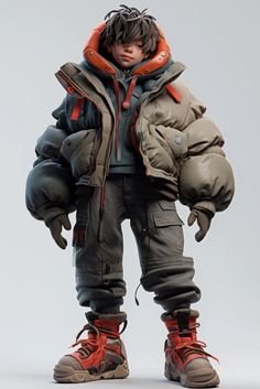 a young boy in winter gear standing with his hands on his hips