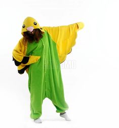 a man in a pikachu costume is holding his arms out to the side