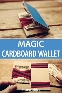 an image of a card board wallet made out of dollar bills with the title magic cardboard wallet