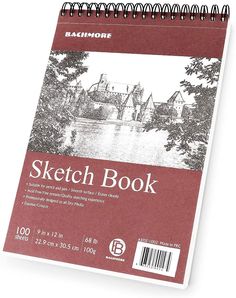 a sketch book with an image of a castle in the background