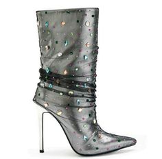 jeweled tulle over metallic stiletto boot Brand: Azalea Wang Style: Liora Fabric: Details: Knee High Boots Chunky, Women's Cowboy Boots, Boots Thigh High, Fold Over Boots, Platform Combat Boots, Boots Chelsea, Cute Shoes Heels, Boots Knee High, Boots Chunky