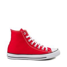 Converse Chuck Taylor All Star Hi Sneaker - Red University Red High-top Sneakers With Vulcanized Sole, High-top University Red Sneakers With Vulcanized Sole, Red High-top Sneakers With Gum Sole For Streetwear, Sporty Converse High-top Sneakers With Red Sole, Red Sneakers With Speckled Midsole For Streetwear, Red High-top Sneakers With Speckled Midsole, Red Mid-top High-top Sneakers With Speckled Midsole, Sporty Red High-top Sneakers With Rubber Toe Cap, Casual High-top University Red Basketball Shoes