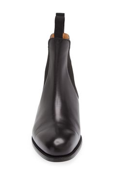 Pull-tabs top the shaft of this long-wearing Chelsea boot handcrafted in France from a single piece of leather and shaped to perfection on a wooden last. Pull-on style with elastic gore insets Leather and textile upper and lining/leather sole Made in France Designer Shoes Jm Weston, Chelsea Boots Men, Black Chelsea Boots, Chelsea Boot, Single Piece, Boots Men, Made In France, Designer Shoes, Chelsea Boots