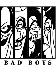 the logo for bad boys, which is featured in black and white art nouveau style