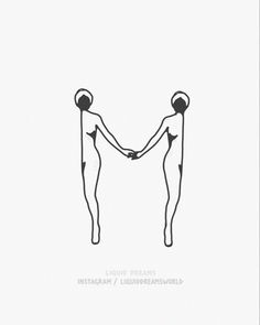 two people holding hands in front of a white background