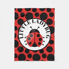 a red and black ladybug print with the words little ladybug on it