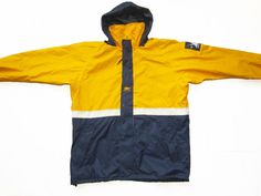 Vintage 90's Helly Hansen Men's Sailing Yachting Ocean Proof Hooded Coat Jacket sz L by VapeoVintage on Etsy Yellow Hooded Windbreaker For Streetwear, Yellow Functional Windbreaker For Streetwear, Retro Yellow Hooded Windbreaker, Blue Nylon Patchwork Outerwear, Mens Fasion, 90s Jacket, Retro Sport, Retro 90s