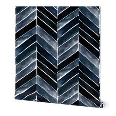 a black and white chevroned pattern on a canvas wall art print with watercolor effect