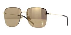 Saint Laurent SL 312 M 006 Sunglasses Designer Gold Polarized Sunglasses, Gold Mirrored Sunglasses For Evening, Designer Gold Square Frame Sunglasses, Gold Polarized Sunglasses For Evening, Designer Gold Sunglasses With Gradient Lenses, Luxury Gold Sunglasses For Evening, Gold Luxury Sunglasses For Evening, Saint Laurent Sunglasses, Ysl Logo