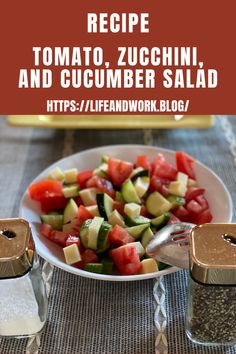 Tomato, Zucchini, and Cucumber Salad Zucchini And Tomato Salad, Cucumber Zucchini Salad, Cucumber Feta Salad, Cucumber Tomato Avocado Salad, Tomato Snacks, Red Pepper Recipes, Keto Side Dish, Zucchini Feta, Zucchini Tomato