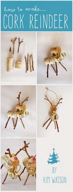 the book is about how to make cork reindeer ornaments with wood sticks and other things