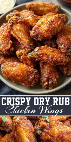 crispy dry rub chicken wings on a plate