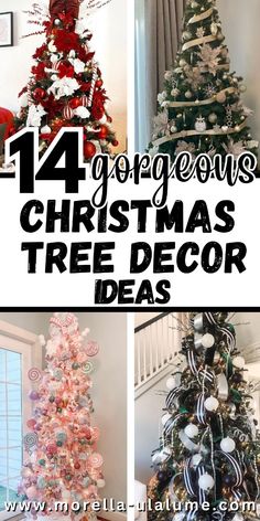 four different christmas tree decor ideas