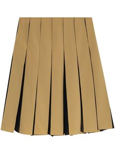 sand/black knife-pleat design contrast colour pleats A-line concealed side hook and zip fastening Black Knife, Knife Pleated Skirt, Knife Pleat, Colour Contrast, Pleat Skirt, Wedding Guest Looks, City Dress, Iconic Bags, Demi Fine Jewelry