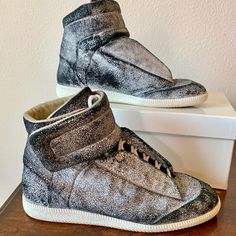 Maison Margiela Future Leather High-Top Sneakers Sz 43 Eu/Us 10 Limited Edition. Condition Is Pre-Owned. Shipped With Usps Priority Mail. Limited Edition, In Good Condition. Worn About 4-5 Times. 100% Authentic. Margiela Future, Maison Martin Margiela Shoes, Margiela Shoes, Leather High Tops, Martin Margiela, Wedge Sneaker, Mens Shoes Sneakers, Priority Mail, High Top