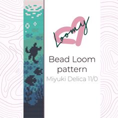 the bead loom pattern is shown in blue and pink