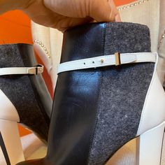 New Condition Were Shod Once Hugo Boss Woman Shoes, White Leather Boots With Ankle Strap, Luxury White Boots For Fall, Hugo Boss Shoes, Boss Shoes, Hugo Boss Women, Hugo Boss Orange, Boss Black, Boss Orange