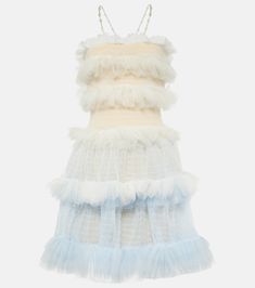 Ruffled sheer tulle minidress in multicoloured - Susan Fang | Mytheresa Susan Fang, Embellished Clutch, Small Earrings, Maternity Wear, Fitted Bodice, Color Names, Designing Women, Color Design, Dress Outfits