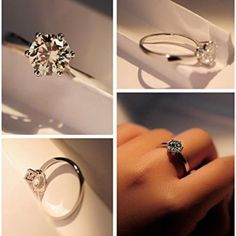 Fabulous Sterling Silver 925 Engagement Ring With Cubic Zirconia. The Center Stone Is A 1.25 Carat Round Brilliant Cut. Engagement Ring Color, Colored Engagement Rings, Ring Color, Round Brilliant, Silver 925, Cubic Zirconia, Engagement Ring, Size 7, 925 Sterling Silver