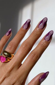 Nails Dark Purple Design, Dark Purple Nails With Design, Dark Purple Nail Designs, Dark Purple Nails, Trends Nails, Mauve Nails, Purple Nail Polish, Purple Nail Designs, Colorful Nails