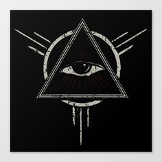 an all seeing eye with rays coming out of the triangle and on top of it