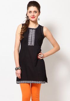 Cotton Embroidered Black Kurta #MyYDHDLook Hindu Clothing, Black Kurta, Indian Kurta, Kurti Collection, Mini Dress