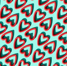 an abstract pattern with red and black hearts on a blue background stock photo - 1309782