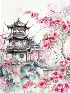 Beautiful Wallpaper Images, Clip Art Frames Borders, Zen Painting, Scrapbook Cover, Art Chinois, Japanese Watercolor, Chinese Art Painting, Floral Wallpaper Iphone, Japanese Drawings