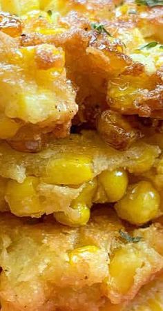 corn fritters stacked on top of each other