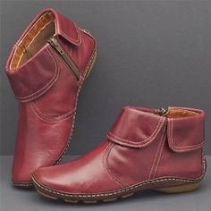 Category:Boots; Upper Materials:PU; Heel Type:Flat Heel; Gender:Women's; Toe Shape:Round Toe; Type:Booties Ankle Boots; Heel Height(inch):2-3; Pattern:Solid Colored; Listing Date:11/10/2021; Production mode:Self-produce; Foot Length:; Foot Width:; Size chart date source:Provided by Supplier.; EU Size:50 Casual Leather Boots, Elegant Boots, Punk Boots, Orthopedic Shoes, Rounded Toe Boots, Estilo Punk, Shoes Comfortable, Classic Boots, Martin Boots