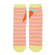 Add a pop of festive cheer to your young one's wardrobe with the Youth Easter Themed Crew Socks 3-Pack from Bioworld. Perfect for spring celebrations, these socks are adorned with playful designs featuring the Easter bunny, cheerful carrots, and colorful Easter eggs.

- Material: 92% Polyester, 8% Spandex
- Size: Designed for youth
- Gender: Female
- Features: Scalloped cuff edges for added charm; machine washable

These socks offer a comfortable, flexible fit ideal for active kids, ensuring the Trendy Orange Socks For Spring, Playful Pink Socks For Gifts, Playful Pink Socks For Gift, Playful Multicolor Cotton Socks, Fun Pink Socks For Stocking Stuffers, Cute Pink Spring Socks, Cute Cotton Socks For Playtime, Fun Pink Socks For Winter, Cute Multicolor Socks