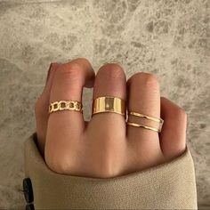 Set Of 3 Rings. Gold. Size Is Adjustable. I Have 2 Sets Available. If You’d Like More Than One Set Let Me Know & I Can Set Up A Special Listing For You With Combined Shipping. Rings Set For Women, Cluster Ring Set, Hollow Ring, Boho Moon, Vintage Hip Hop, Gold Color Ring, Rings Jewelry Fashion, Party Rings, Wedding Band Sets