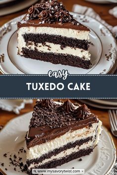 Treat yourself to this show-stopping tuxedo cake with chocolate and vanilla layers for a truly special dessert. Tuxedo Cake Recipe, Amazing Chocolate Cake, Tuxedo Cake, Recipes For Baking, Amazing Chocolate Cake Recipe, Cake Mousse, Cake Storage, Chocolate Cake Recipe Easy