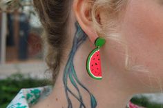 Watermelon Jewelry, Watermelon Earrings, Fruit Earrings, Summer Fruit, Wood Earrings, Summer Fun, Statement Earrings, Diy Jewelry, Laser Cut