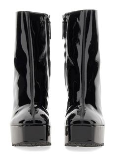 - HEEL: 12 CM - SIDE ZIPPER C 66% POLYURETHANE 34% POLYESTER Evening Platform Boots With Zipper And Round Toe, Evening Platform Boots With Zipper Closure And Round Toe, Formal Black Platform Boots With Zipper Closure, Evening High Heel Platform Boots With Zipper, Luxury High-heel Boots With Zipper Closure, Luxury High Heel Boots With Zipper Closure, Party Patent Leather Boots With Zipper Closure, Patent Leather Party Boots With Zipper Closure, Elegant Party Platform Boots With Zipper