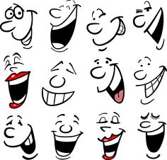 various cartoon faces with different expressions