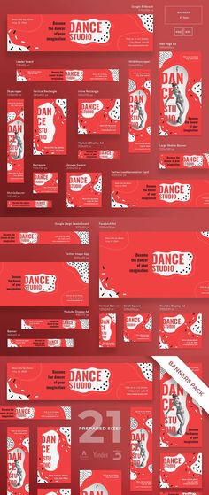 the dance studio website is displayed in red and white