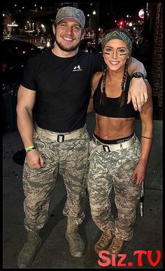 Gi Joe And Gi Jane Costume, Gi Jane Costume, All Black Halloween Costume, Cool Couple Halloween Costumes, Halloween Costume Couple, Black Dress Halloween Costume, Military Costume, Meme Costume, Halloween Costumes Diy Couples