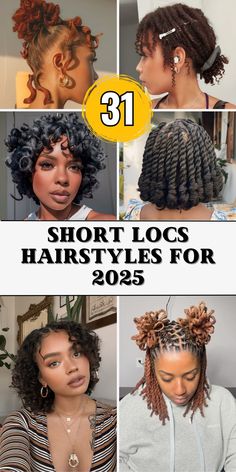 Step into a world of style with 31 short locs hairstyles for 2025, blending starter designs, natural dreadlock looks, and elegant updos for women. Perfect for school, work, or special events, these no retwist ideas include curly locs, weaves, and creative styles. Women can enjoy versatile locs that enhance their natural beauty and suit every occasion. Short Mini Locs Hairstyles, Loc Styles On Short Hair, Invisible Locs Updo, Short Loc Styles No Retwist, Perm Rods On Locs, No Retwist Styles, Loc Petals Hairstyles, Micro Locks Hair Styles, Cute Loc Hairstyles For Women